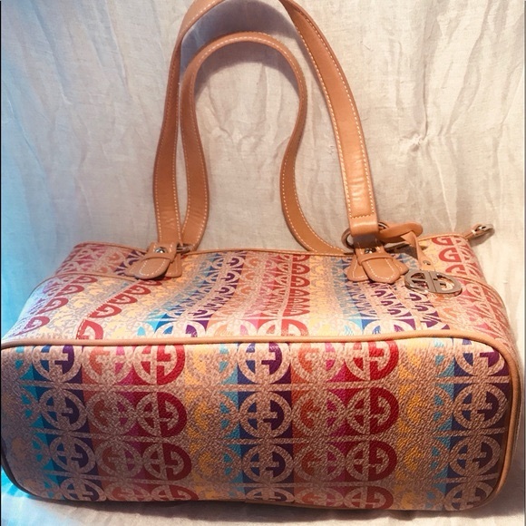 Gianni Bernini Rainbow Print Pride Colorful Tote Bag Canvas Shoulder Bag Large - Picture 5 of 5